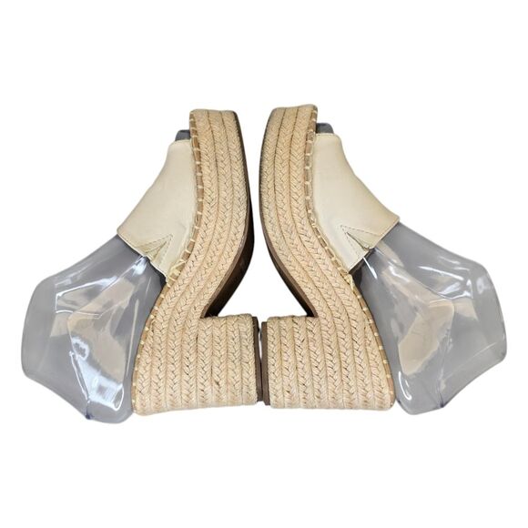 Top Moda Women's 5.5 Ivory Cream Espadrille Chunky Heel Mules Sandals - Picture 5 of 16